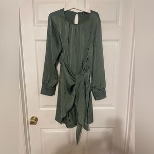 Wedding Guest Wrap Dress Olive Green